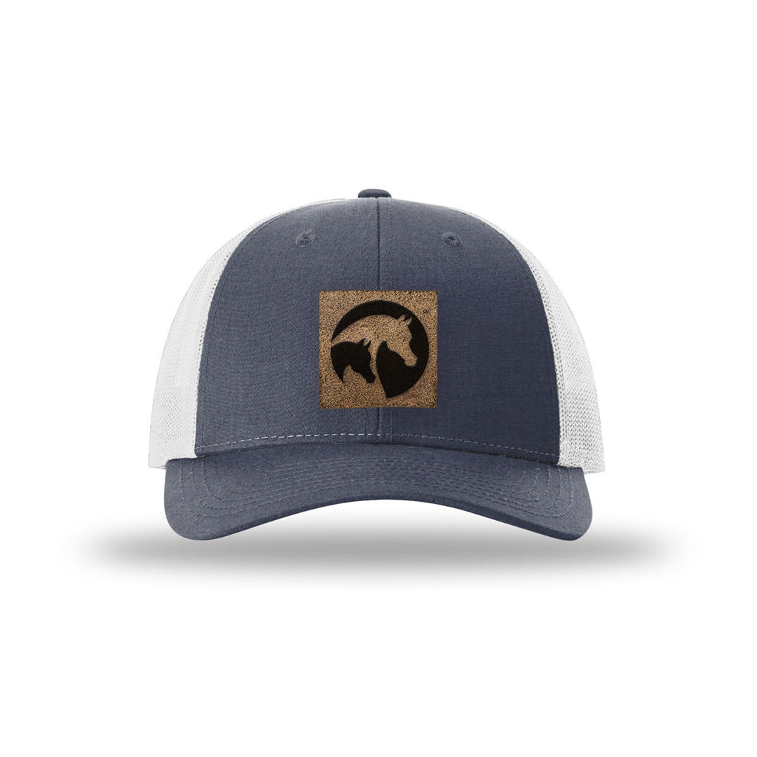 AHA Official Logo Leather Patch Hat - Heather Navy & Light Gray